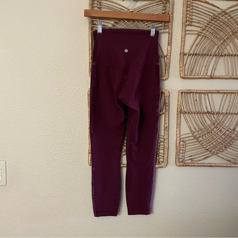 Lululemon Align Super Hi-Rise Crop 23” Velvet Stripe Garnet Leggings Sz 4 B30‎